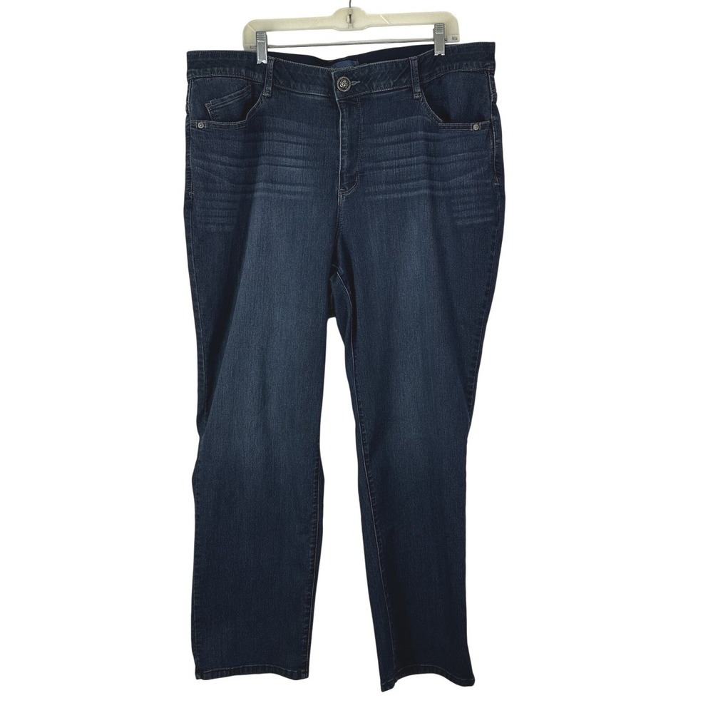 Democracy Jeans ab Solution Womens Size 22W‎ Comfort Waistband Straight Leg Blue